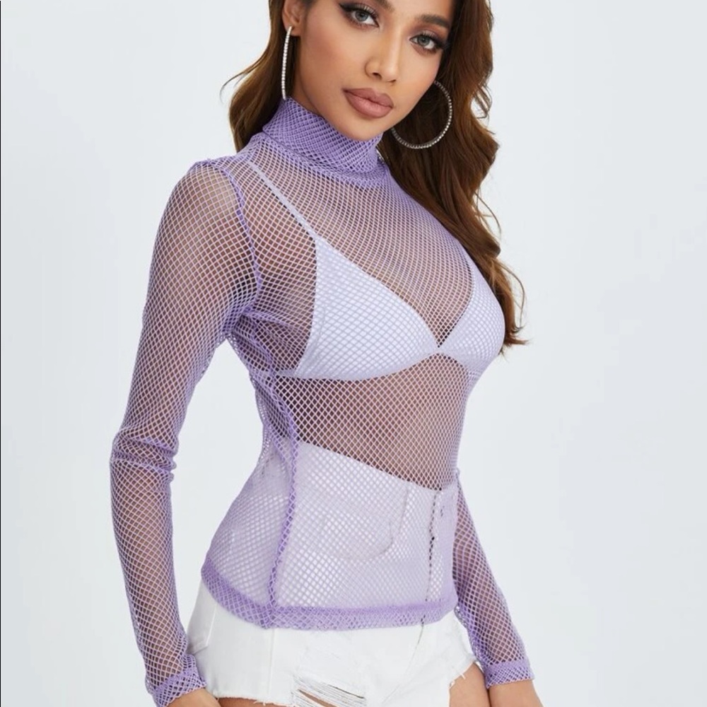 SHEIN High Neck Mesh Top Without Camisole